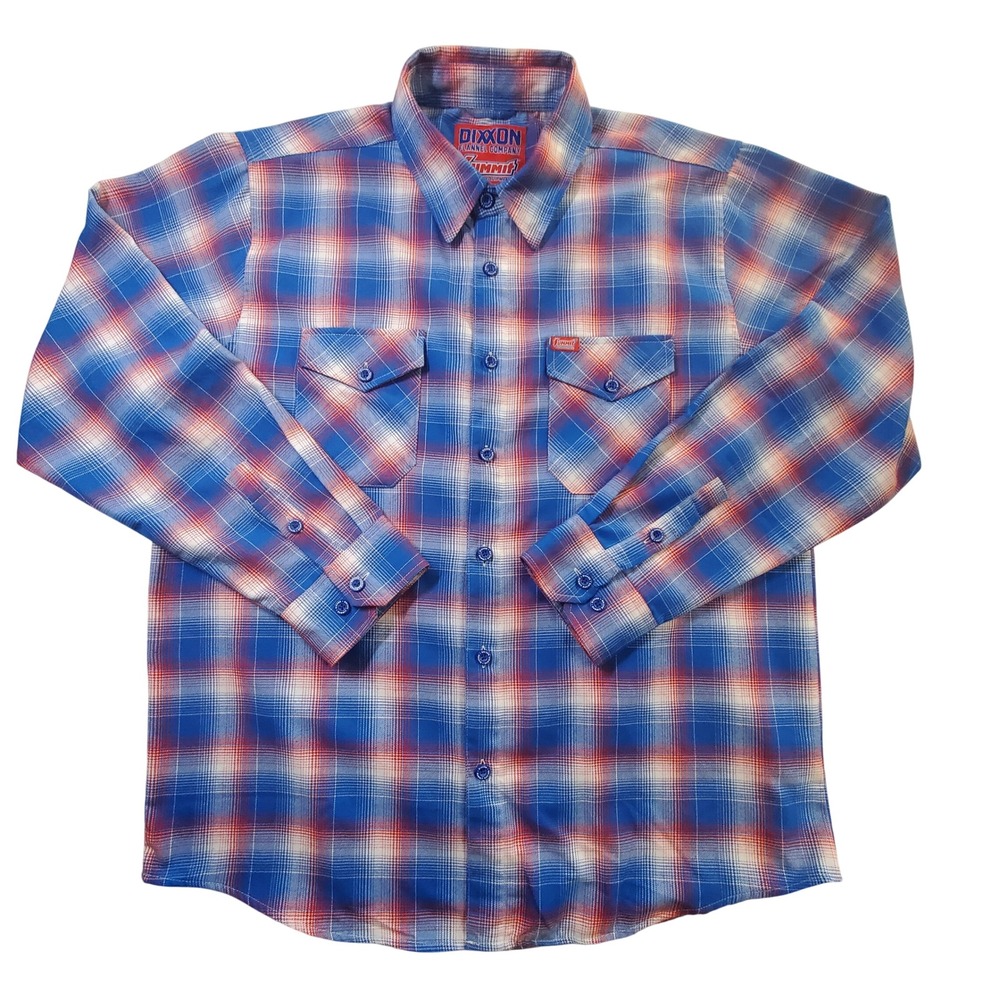 Dixxon Flannel Co Summit Racing Equipment Plaid Shirt Mens XL Blue Red D-Tech